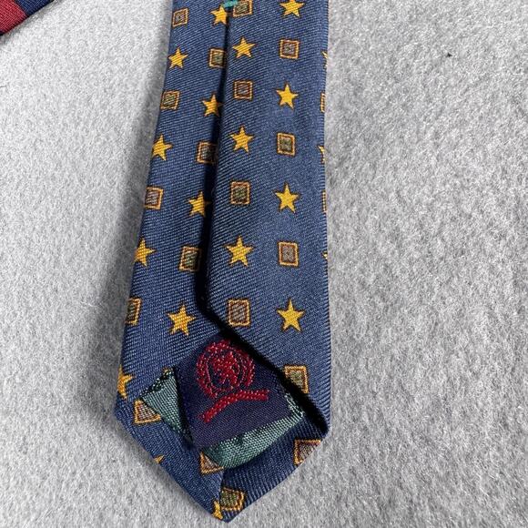 Tommy Hilfiger Tie Mens One Size Navy Red Striped Silk Printed in Italy Made USA - Picture 3 of 6